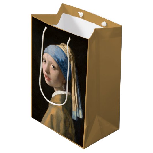 Girl with the pearl earring - Johannes Vermeer ミディアムペーパーバッグ (正面アングル)