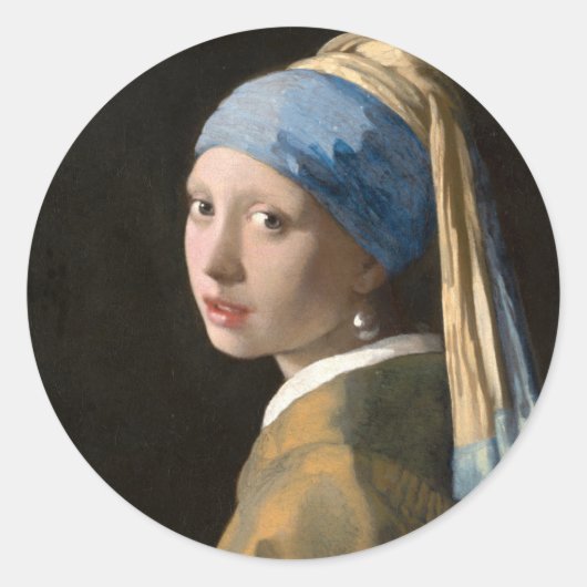 Girl with the pearl earring - Johannes Vermeer ラウンドシール (正面)