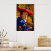 Girl with the red hat by Johannes Vermeer ポスター (キッチン)
