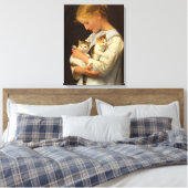 Girl with Two Cats, 1888 by Albert Anker キャンバスプリント (インサイチュ (寝室))