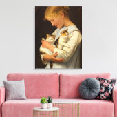Girl with Two Cats, 1888 by Albert Anker キャンバスプリント (インサイチュ (リビング))