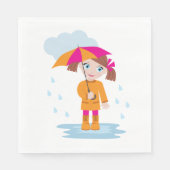 Girl with Umbrella in Rain Kids Rainy Day スタンダードランチョンナプキン (正面)