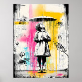 Girl with Umbrella – Urban Graffiti Street Art ポスター (正面)