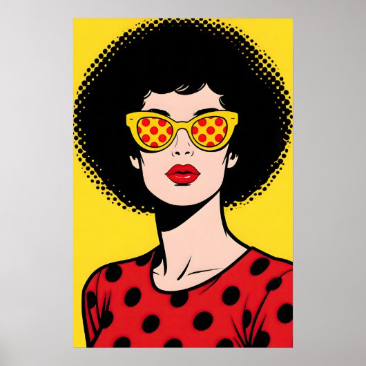 Girl with Yellow Shades Pop Art Poster ポスター (正面)