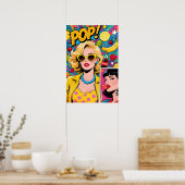 Girl with Yellow Shades Pop Art Poster ポスター (キッチン)