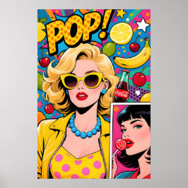 Girl with Yellow Shades Pop Art Poster ポスター