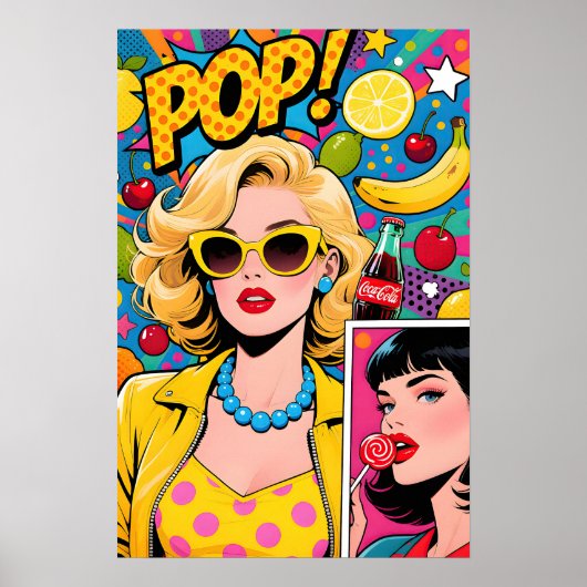 Girl with Yellow Shades Pop Art Poster ポスター (正面)