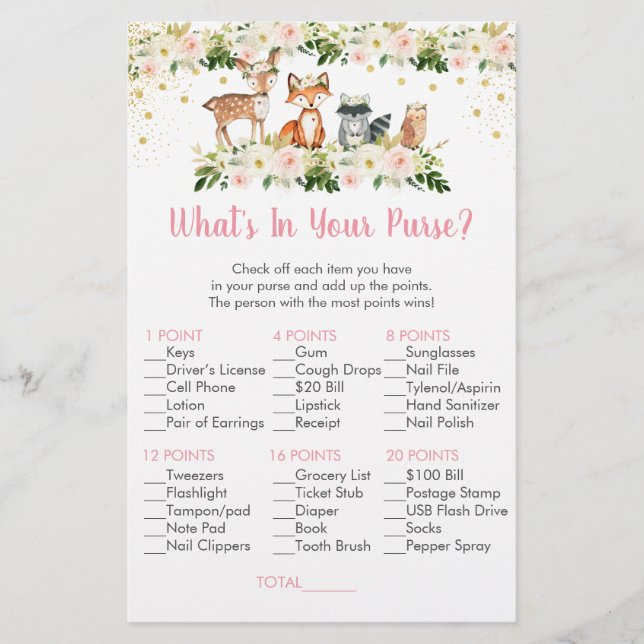 Girl Woodlandフローラあなたの財布のゲームの中に何がある (正面)