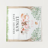 Girl Woodland Baby Showerの背景 タペストリー (正面(横))