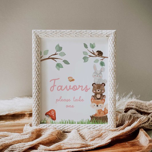 Girl Woodland Baby Shower Paviesサイン・ポスター ポスター