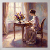 Girl writing a letter to Mom Poster ポスター (正面)