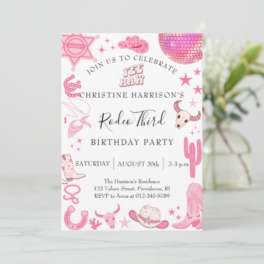 Girl Yee Haw Rodeo 3rd Birthday  招待状 (スタンド正面)