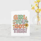 Girl You Got This Test Day Wer Motivational Quote カード (黄色い花)