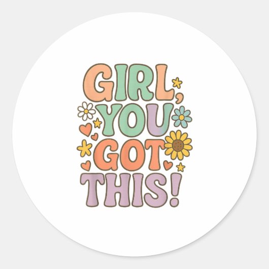 Girl You Got This Test Day Wer Motivational Quote  ラウンドシール (正面)