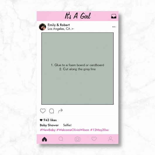 GirlBabyシャワーパーティープロップフォトブースフレームデコール ポスター