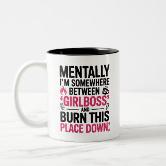 Girlbossか燃え尽き症候群?面白いムードマグ ツートーンマグカップ