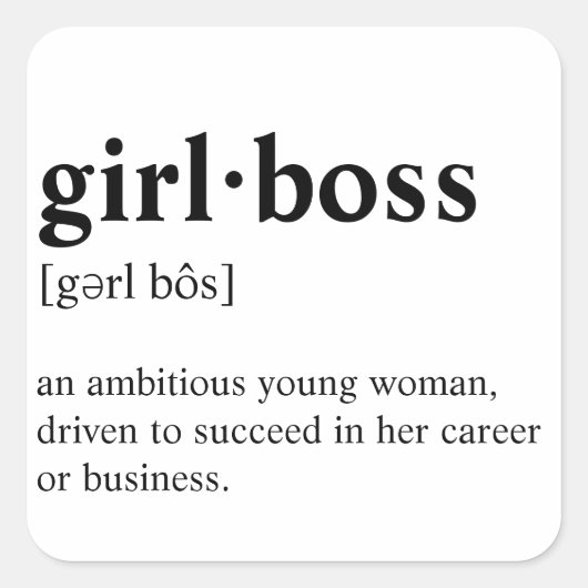 Girlboss – 辞書意味 スクエアシール (正面)