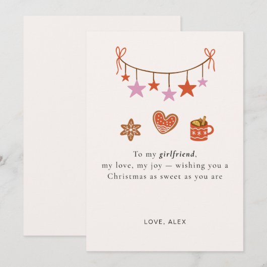 Girlfriend Christmas Card Cute Personalized シーズンカード (正面/裏面)
