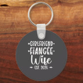 Girlfriend Fiance Wife 2026 Just Married Wedding H キーホルダー (正面)