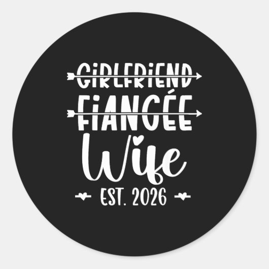 Girlfriend Fiance Wife 2026 Just Married Wedding H ラウンドシール (正面)