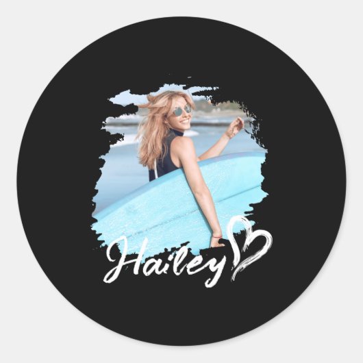 Girlfriend Nge Heart Simple Modern Cool Photo  ラウンドシール (正面)