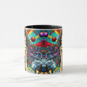 Girl's 聞 to Music on Headphones サイケデリック マグカップ (中央)