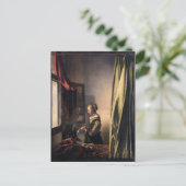 Girl's 読 Letter at Open Window by Vermeer ポストカード (スタンド正面)