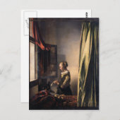 Girl's 読 Letter at Open Window by Vermeer ポストカード (正面/裏面)