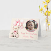 Girls 1st Birthday Photo Card カード (黄色い花)