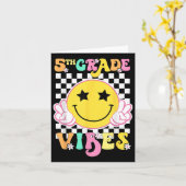 Girls 5th Grade Vibes Smile Face Back To School Fi カード (黄色い花)