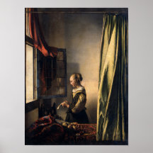 Girl's a 読 Letter at an Open Window by Vermeer