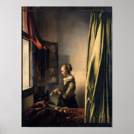Girl's a 読 Letter at an Open Window by Vermeer ポスター
