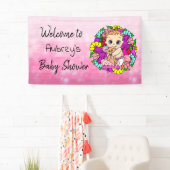 Girl's Baby Shower Banner、Baby Girl Pink Banner 横断幕 (インサイチュ)