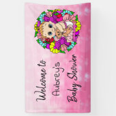 Girl's Baby Shower Banner、Baby Girl Pink Banner 横断幕 (縦)