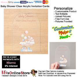 Girls Baby Shower Clear Acrylic Invitation Card 23 アクリル招待状