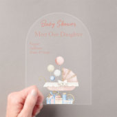 Girls Baby Shower Clear Acrylic Invitation Card 23 アクリル招待状 (インサイチュ (ポータブル))