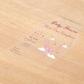 Girls Baby Shower Clear Acrylic Invitation Card 26 アクリル招待状 (レイダウン)