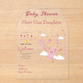 Girls Baby Shower Clear Acrylic Invitation Card 26 アクリル招待状 (正面)