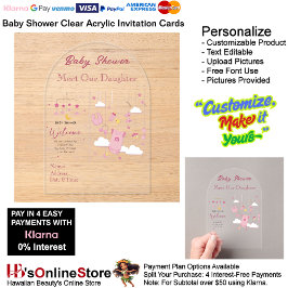 Girls Baby Shower Clear Acrylic Invitation Card 26 アクリル招待状