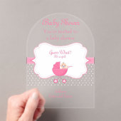Girl's Baby Shower Clear Acrylic Invitation Card 2 アクリル招待状 (インサイチュ (ポータブル))