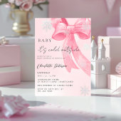 Girl's Baby Shower pine trees Winter Bow coquette 招待状