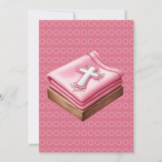 Girl's Baptism Pink Personalized 招待状 (裏面)