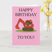 Girl's Birthday card with digger design カード (黄色い花)