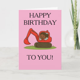 Girl's Birthday card with digger design カード