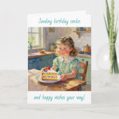 Girl's Birthday | Flowers and Cake カード (正面)