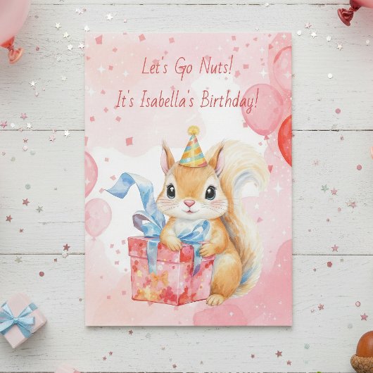 Girl's Birthday Party  | Adorable Squirrel   招待状