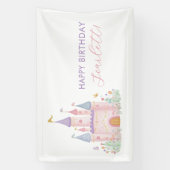 Girls Birthday Party Banner Princess Pastel Castle 横断幕 (縦)