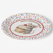 Girl's Birthday Party | Mouse & Cupcake   ペーパープレート (アングル)