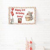 Girl's Birthday Party | Mouse & Cupcake Photo 横断幕 (インサイチュ)