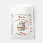 Girl's Birthday Party | Mouse & Cupcake Thank You フェイバーバッグ (正面)